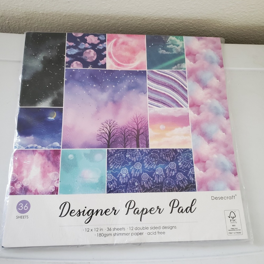 Desecraft Shimmer Dream 12x12 Designer Paper Pad 36 Sheets Celestial Galaxy New
